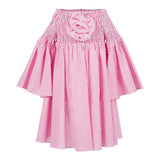 Twinset Abito Mezza Manica Fantasia A Righe Bianco/Rosa Per Bambina