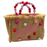 Saint Barth Borsa Tinta Unita con Stampa In Paglia per Bambina VANITYMINISTRAW BEIGE SAINT BARTH 