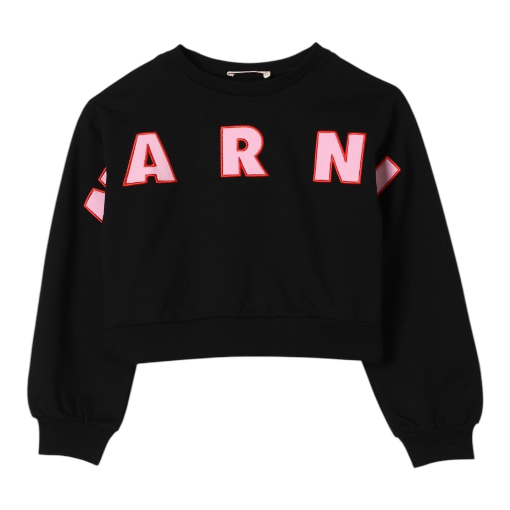 MARNI felpa girocollo tinta unita con stampa Nero per Bambina M01193 NERO MARNI 