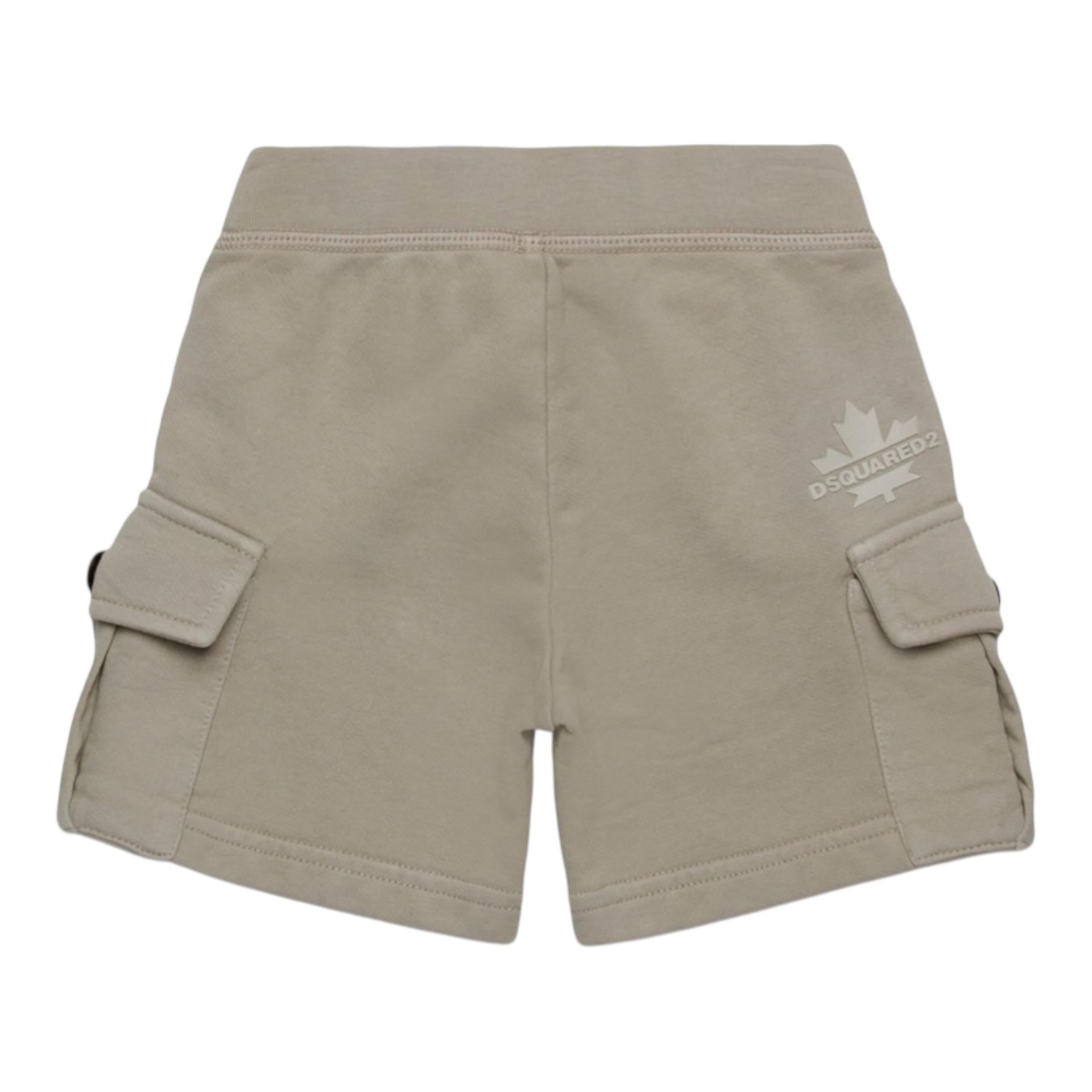 Dsquared2 Bermuda tinta unita con Elastico In Vita Beige per Neonato DQ2872 BEIGE DSQUARED2 