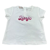 Liu Jo T-Shirt Girocollo Tinta Unita con Brillantini per Neonata HA5037 BIANCO LIU JO 