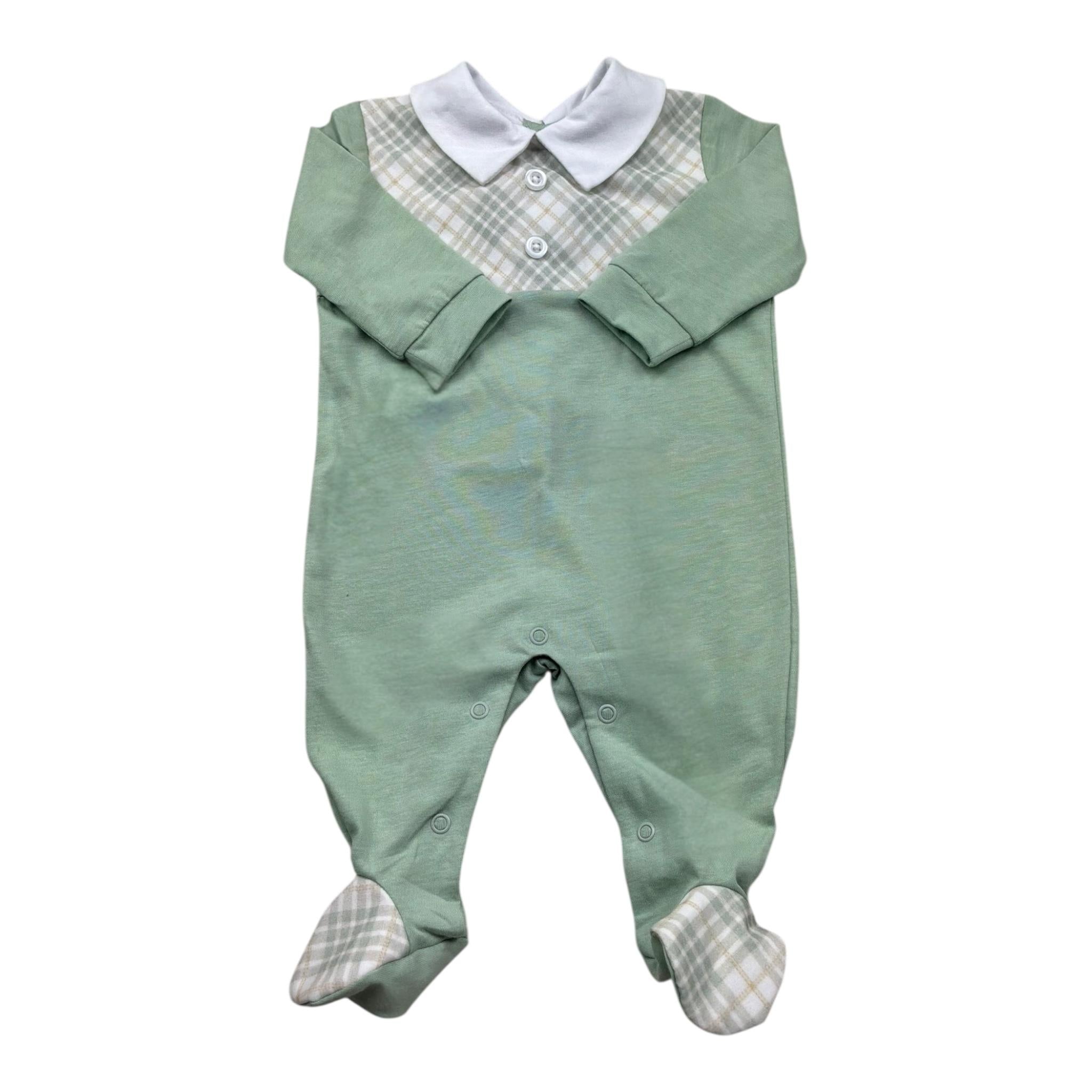 Isabel & Martinez Tutina Manical Unga Tinta Unita con Colletto per Neonato IM25N471 VERDE ISABEL & MARTINEZ 