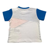 Guess T-Shirt Girocollo Tricolore con Stampa Azzurro per Neonato