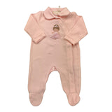 STORY LORIS tutina tinta unita in ciniglia con applicazioni Rosa per Neonata 57203 ROSA STORY LORIS 