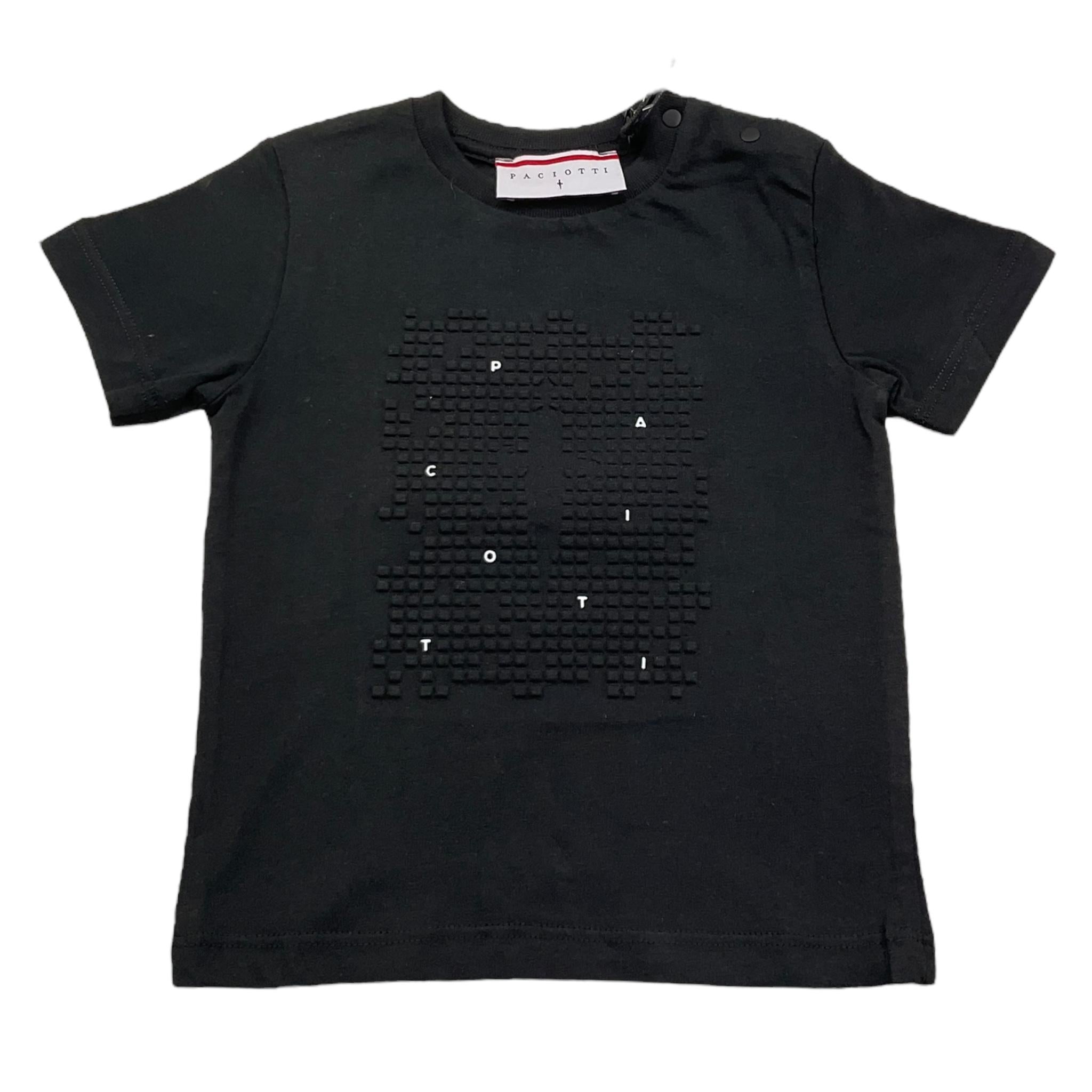 Cesare Paciotti T-Shirt Girocollo Tinta Unita con Stampa per Bambino TSP5164B NERO CESARE PACIOTTI 