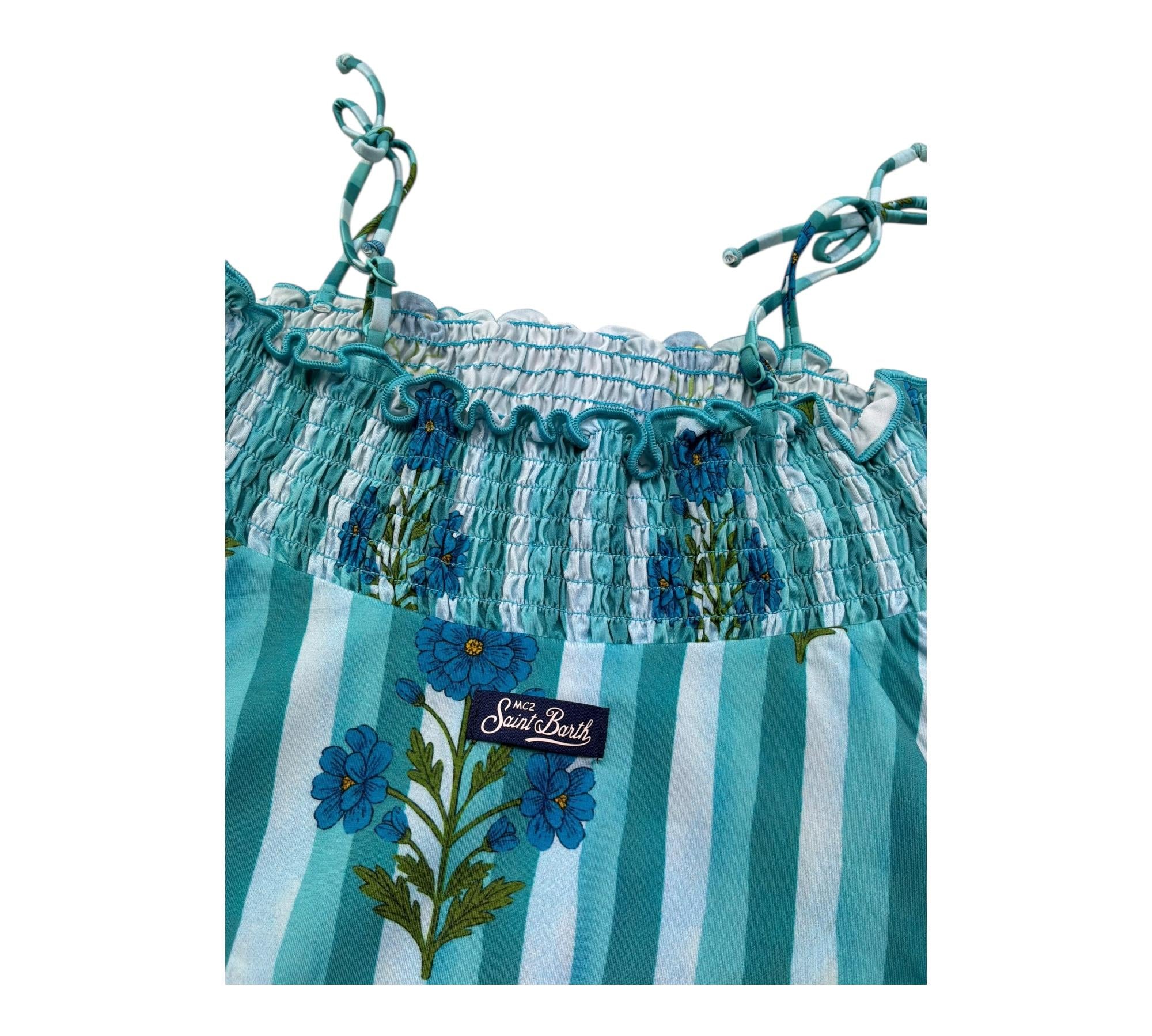 Saint Barth Costume Intero Fantasia A Righe per Bambina AMINA VERDE SAINT BARTH 