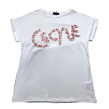 Cecyle T-Shirt Girocollo Tinta Unita Con Stampa Bianco Per Bambina