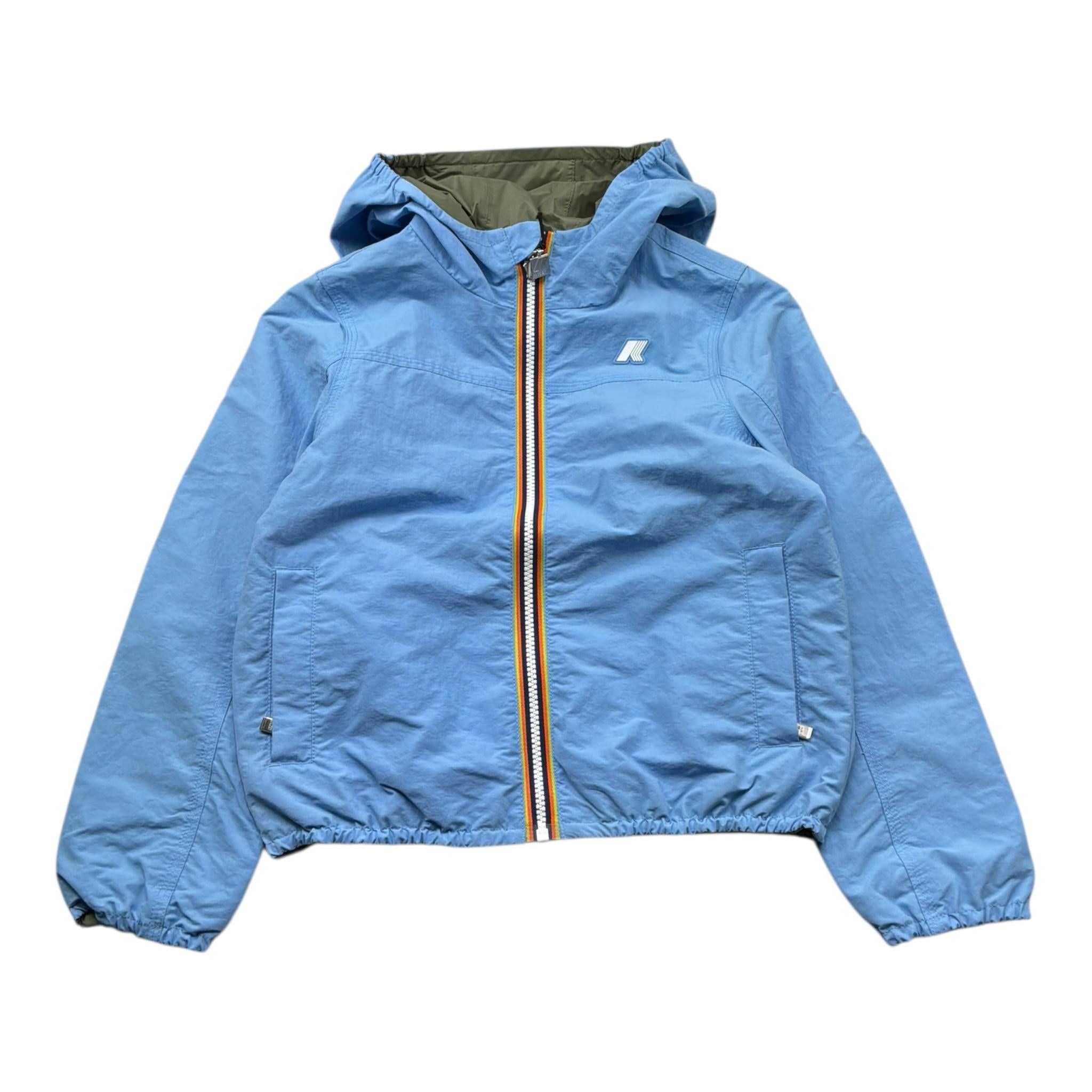 K-Way Giubbino Reversibile Bicolore con Zip E Cappuccio per Bambino K2145HW AZZURRO/VERDE K-WAY 