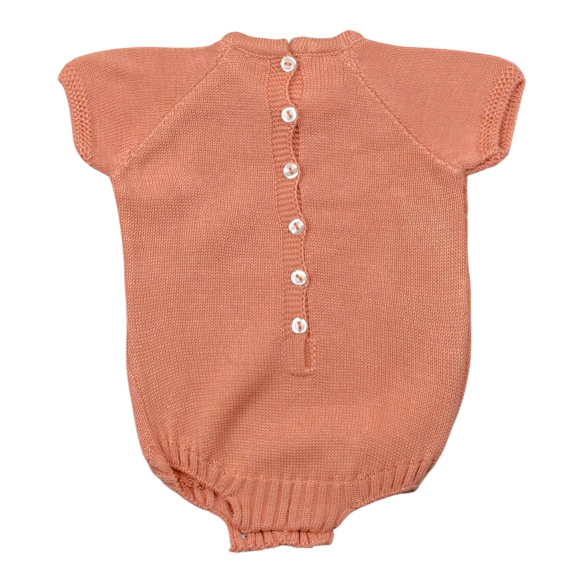 Juliana Pagliaccetto Mezza Manica tinta unita Cn Ricami Pesca per Neonato 25162X PESCA JULIANA 