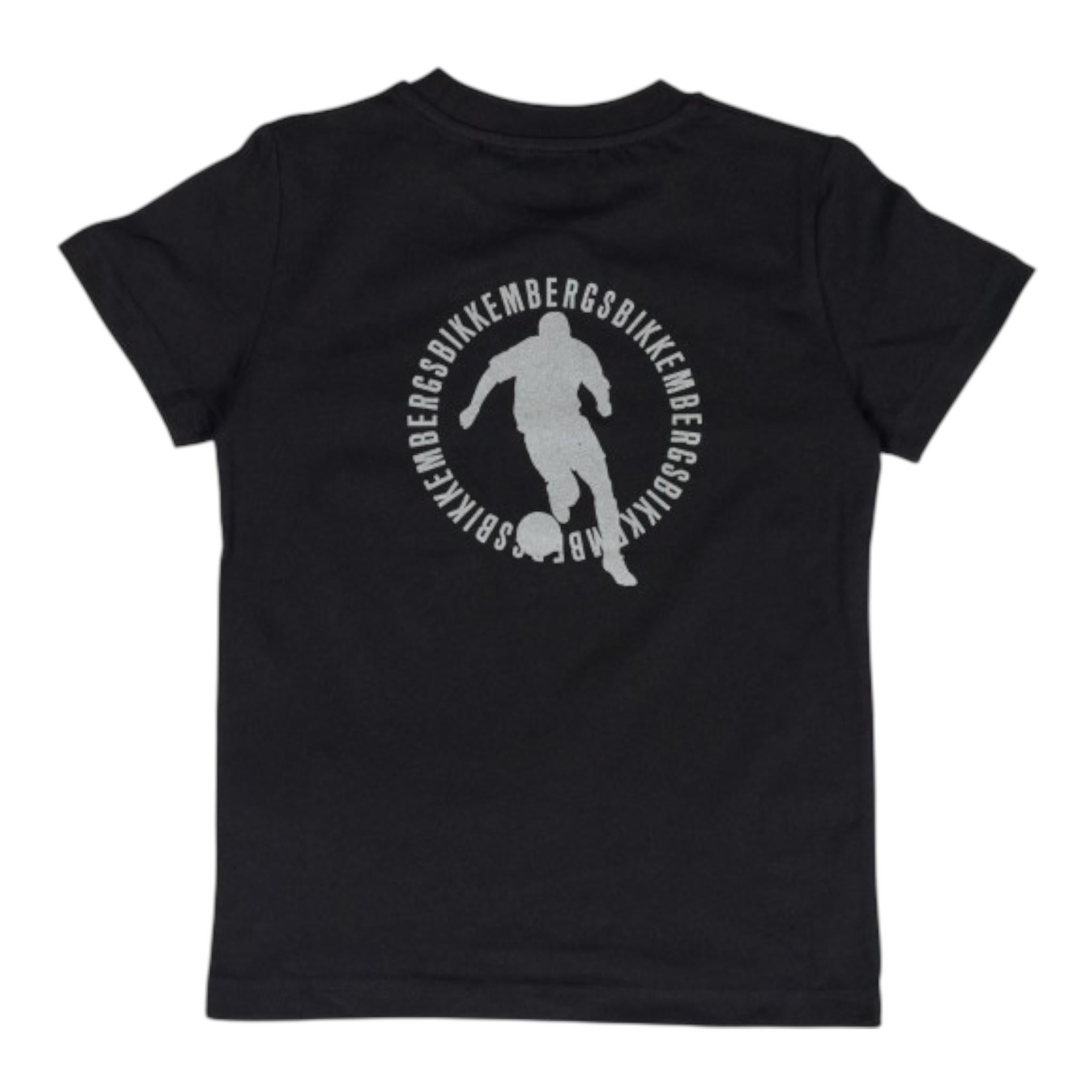 Bikkembergs T-Shirt Girocollo Tinta Unita con Logo per Bambino BK1602 NERO BiKKEMBERGS 