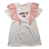 Aniye By Girl T-Shirts Mezza Manica Tinta Unita Con Tulle Bianco Per Bambina