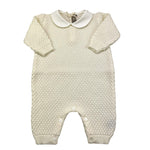 LITTLE BEAR tutina manica lunga tinta unita con colletto in contrasto Panna per Neonata 9101X PANNA LITTLE BEAR 