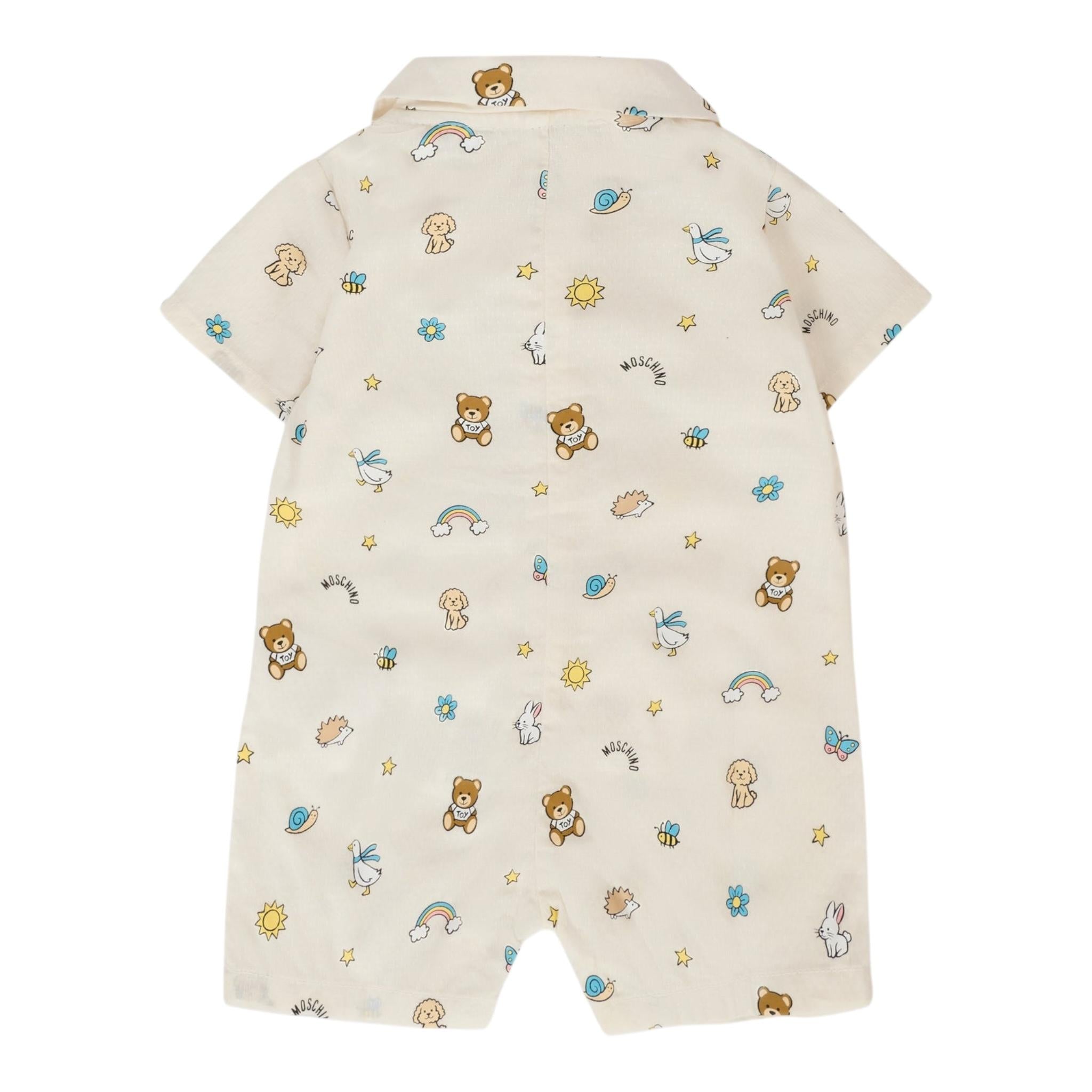 Moschino Pagliaccetto Tinta Unita con Stampa per Neonata MUY07J PANNA MOSCHINO 