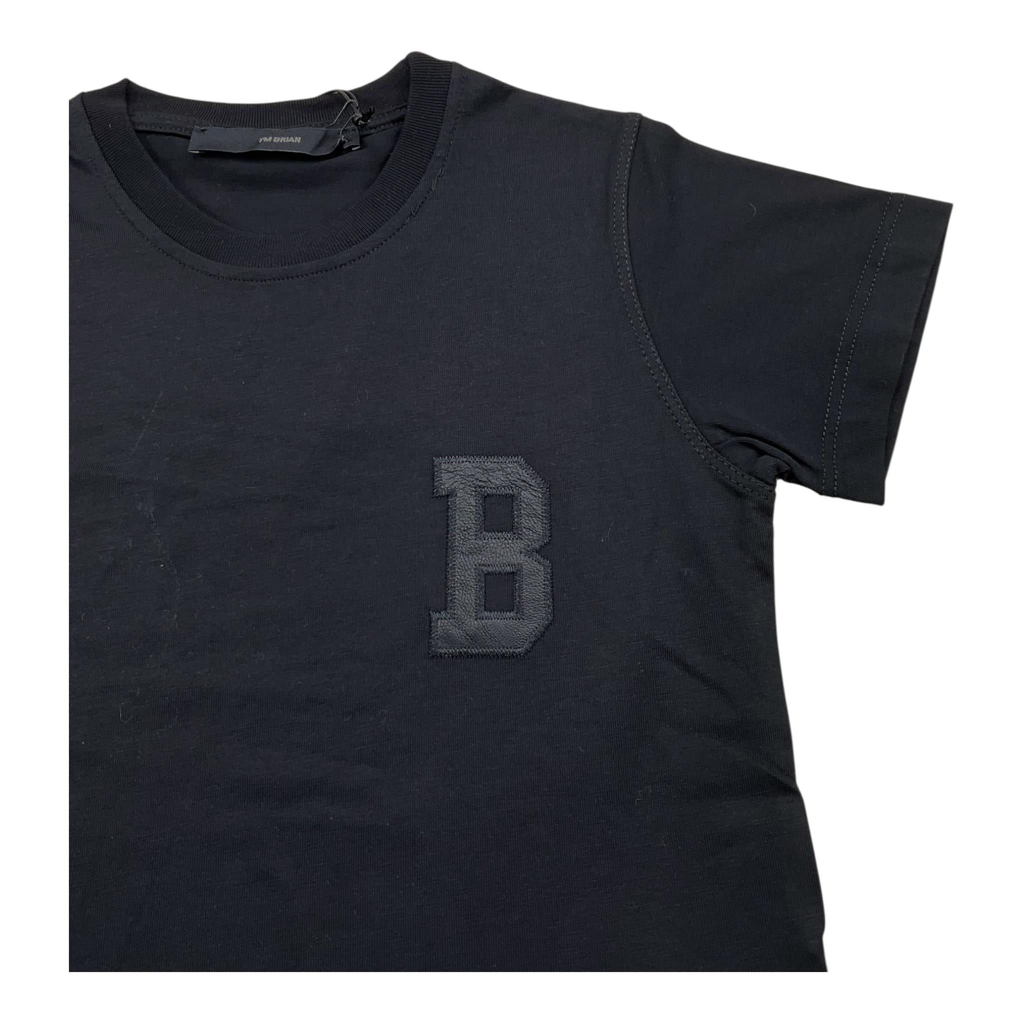 I'M BRIAN t-shirt girocllo tinta unita con stampa Nero per Bambino TS3143J NERO I'M BRIAN 
