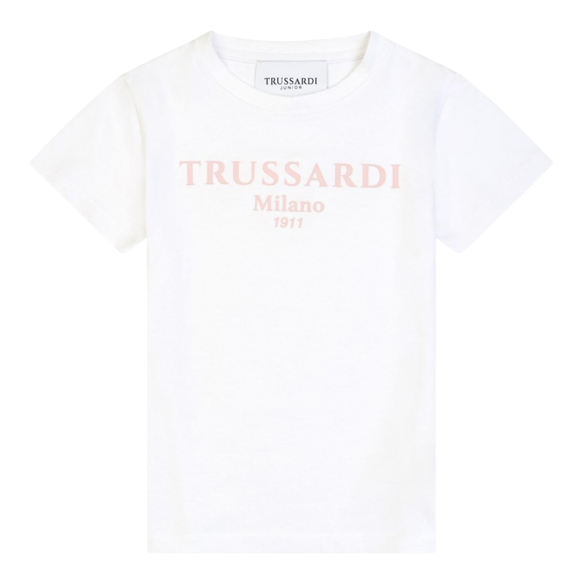 Trussardi T-Shirt Girocollo Tinta Unita con Stampa per Bambina TGP25004TS BIANCO TRUSSARDI 