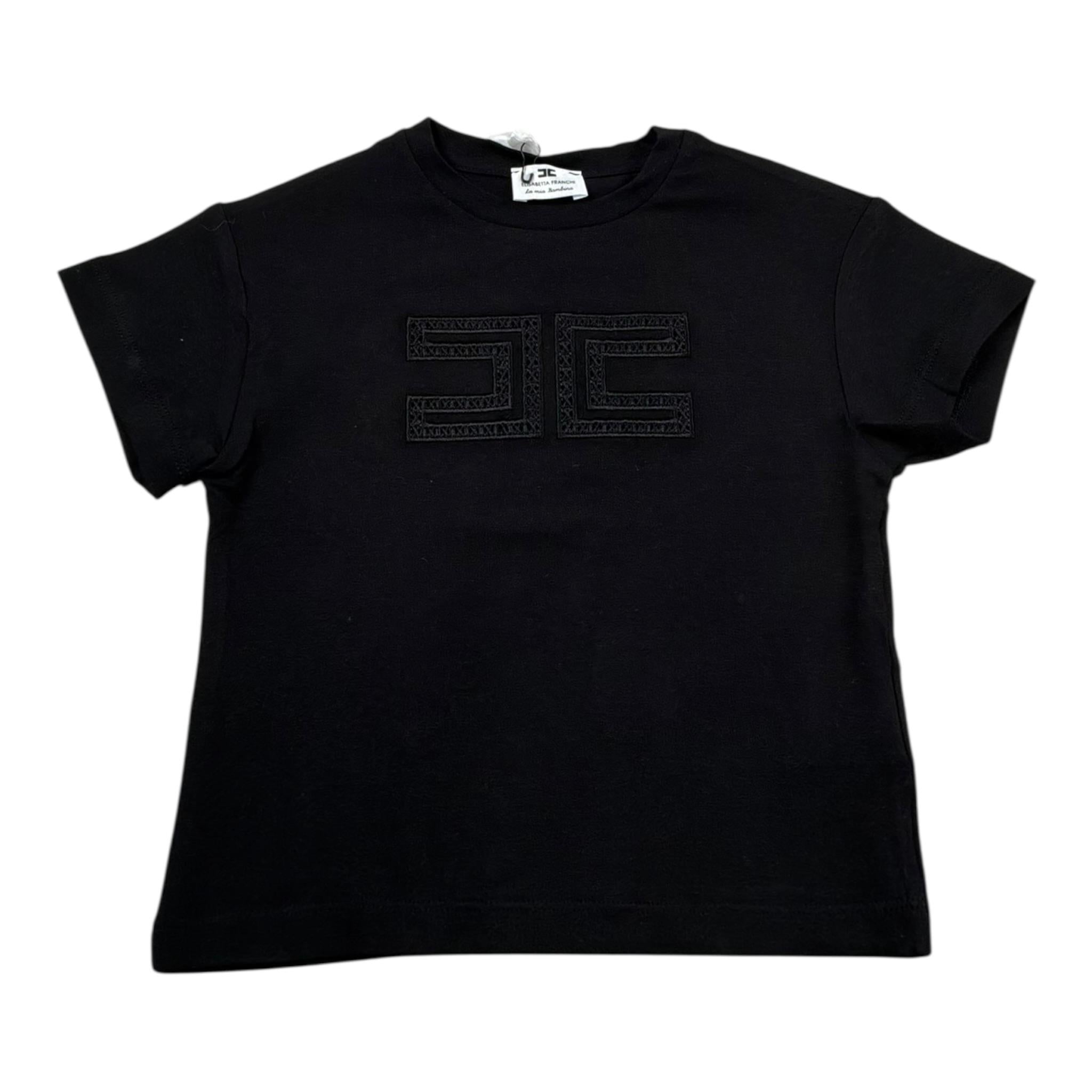 Elisabetta Franchi T-Shirt Girocollo Tinta Unita con Stampa per Bambina EGTS66J NERO ELISABETTA FRANCHI 
