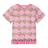 Stella Mccartney T-Shirt Girocollo Tinta Unita Con Stampa In Rilievo Rosa Per Bambina