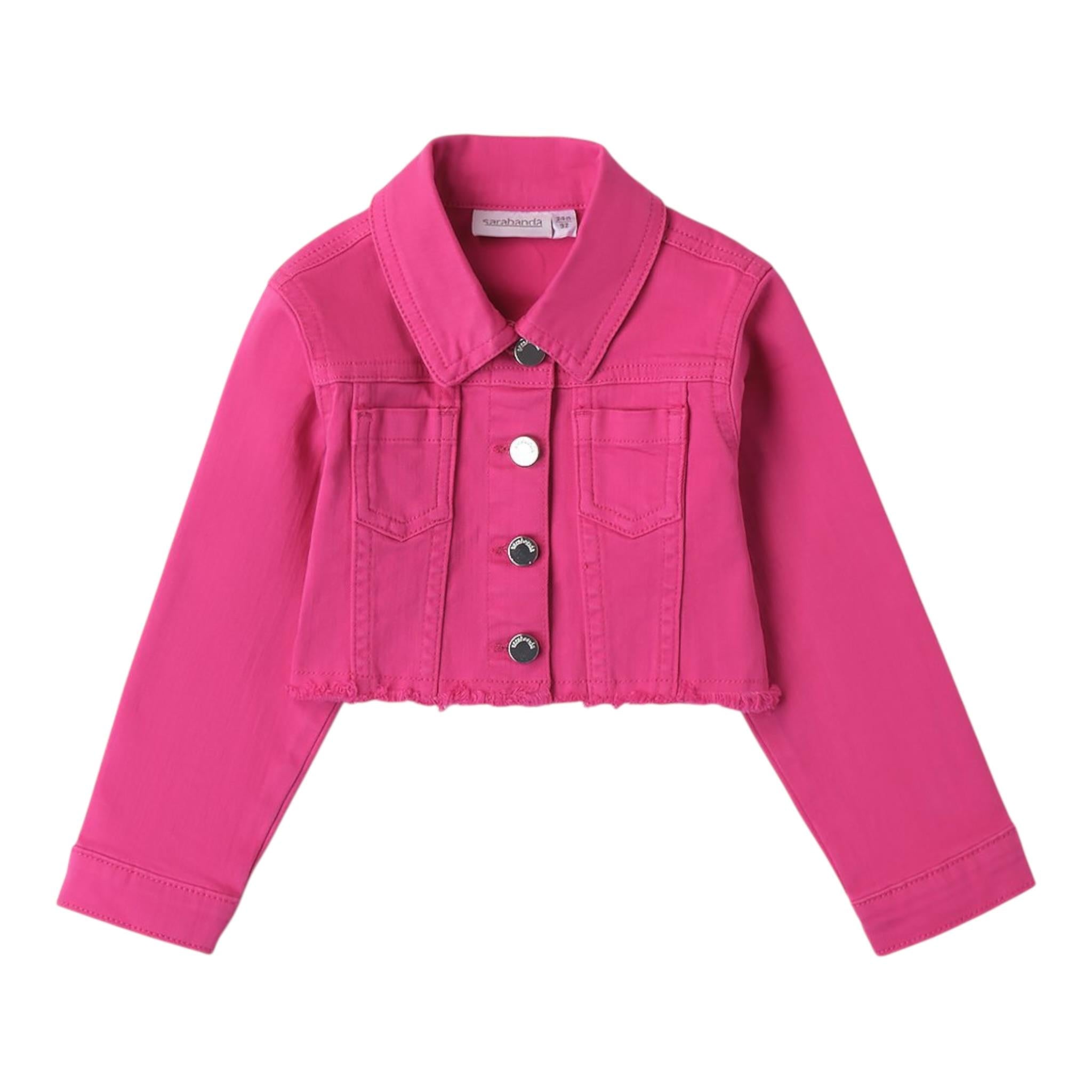 Sarabanda Giubbino In Denim tinta unita Fuxia per Bambina 0B238 FUXIA SARABANDA 