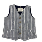 Emc Gilet Tinta Unita con Fantasia A Righe Blu per Bambino