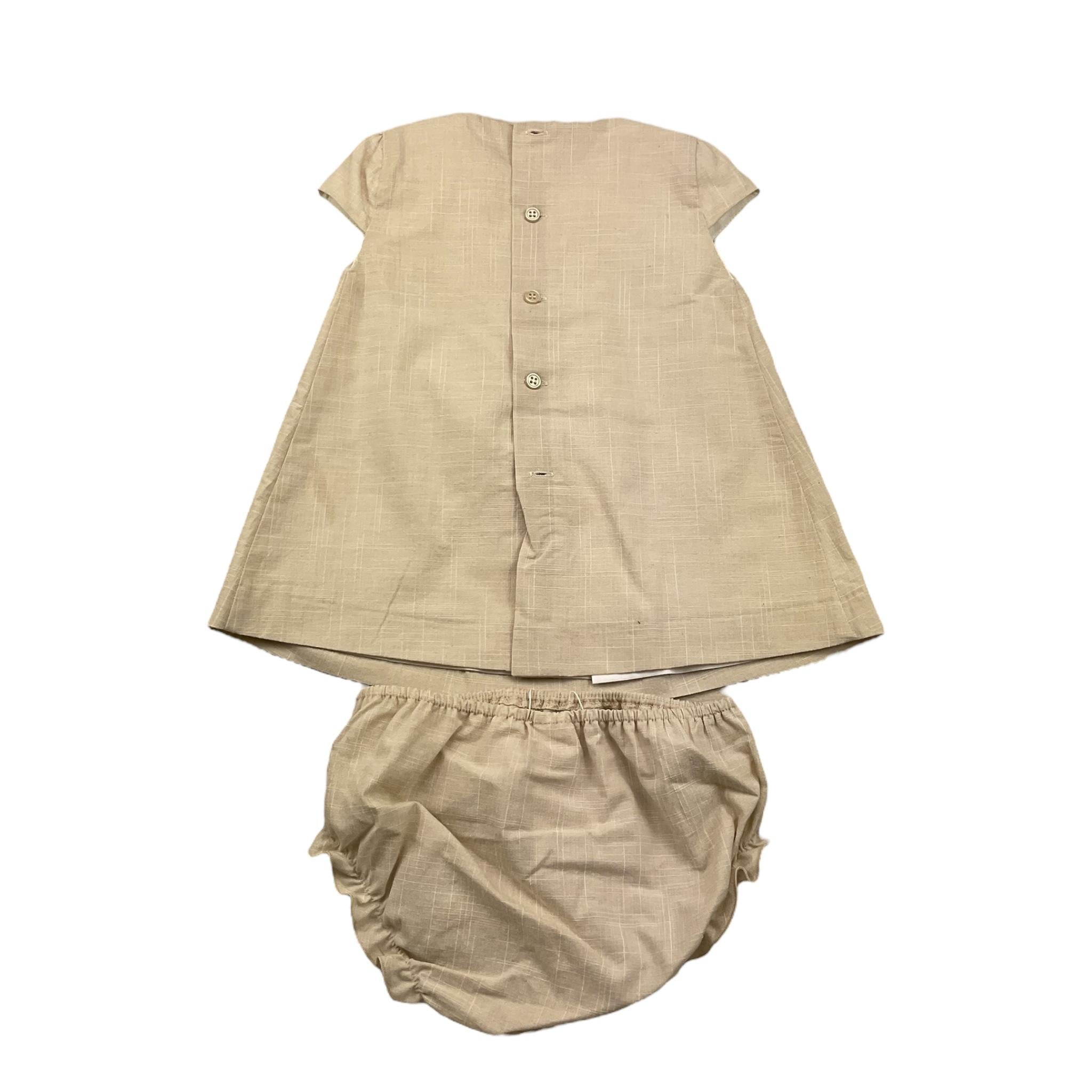 Paz Rodriguez Set Abito Mezza Manica-Coulotte Tinta Unita per Neonata 004152719 BEIGE PAZ RODRIGUEZ 