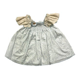 La Stupenderia Einfarbiges ärmelloses Kleid mit Blumendruck in Weiß/Blau für Baby-Mädchen