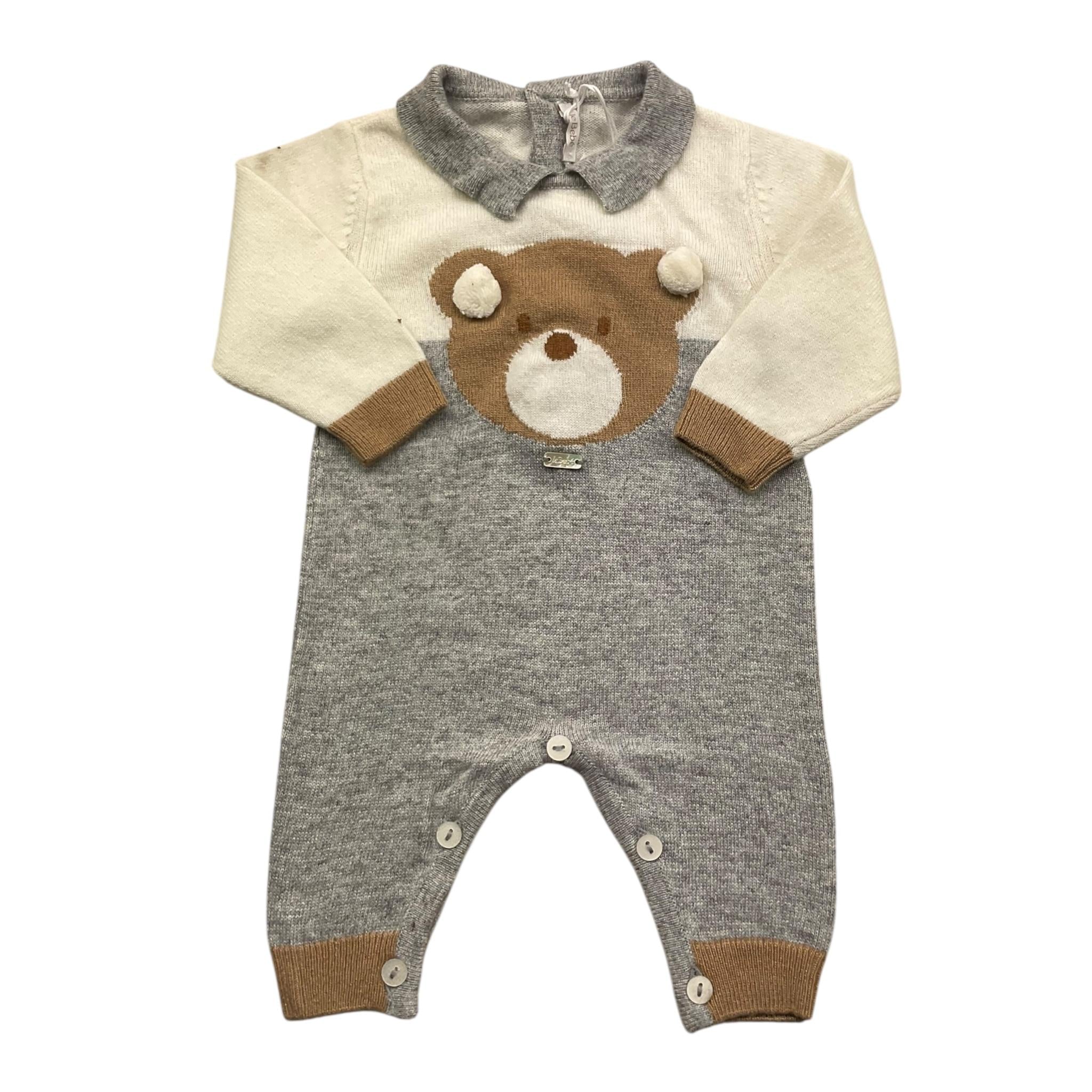 LE BEBE' tutina bicolore con stampa Bianco/grigio per Neonato LBB47044 BIANCO/GRIGIO LE BEBE' 