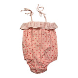 Zhoe & Tobiah Pagliaccetto Bretelline Tinta Unita Fantasia A Pois Rosa Per Neonata