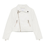 Lu Lu By Miss Grant Giubbino In Ecopelle Tinta Unita con Zip per Bambina LL3590 BIANCO LU LU BY MISS GRANT 