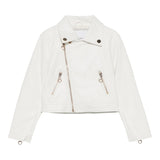 Lu Lu By Miss Grant Giubbino In Ecopelle Tinta Unita con Zip per Bambina LL3590 BIANCO LU LU BY MISS GRANT 