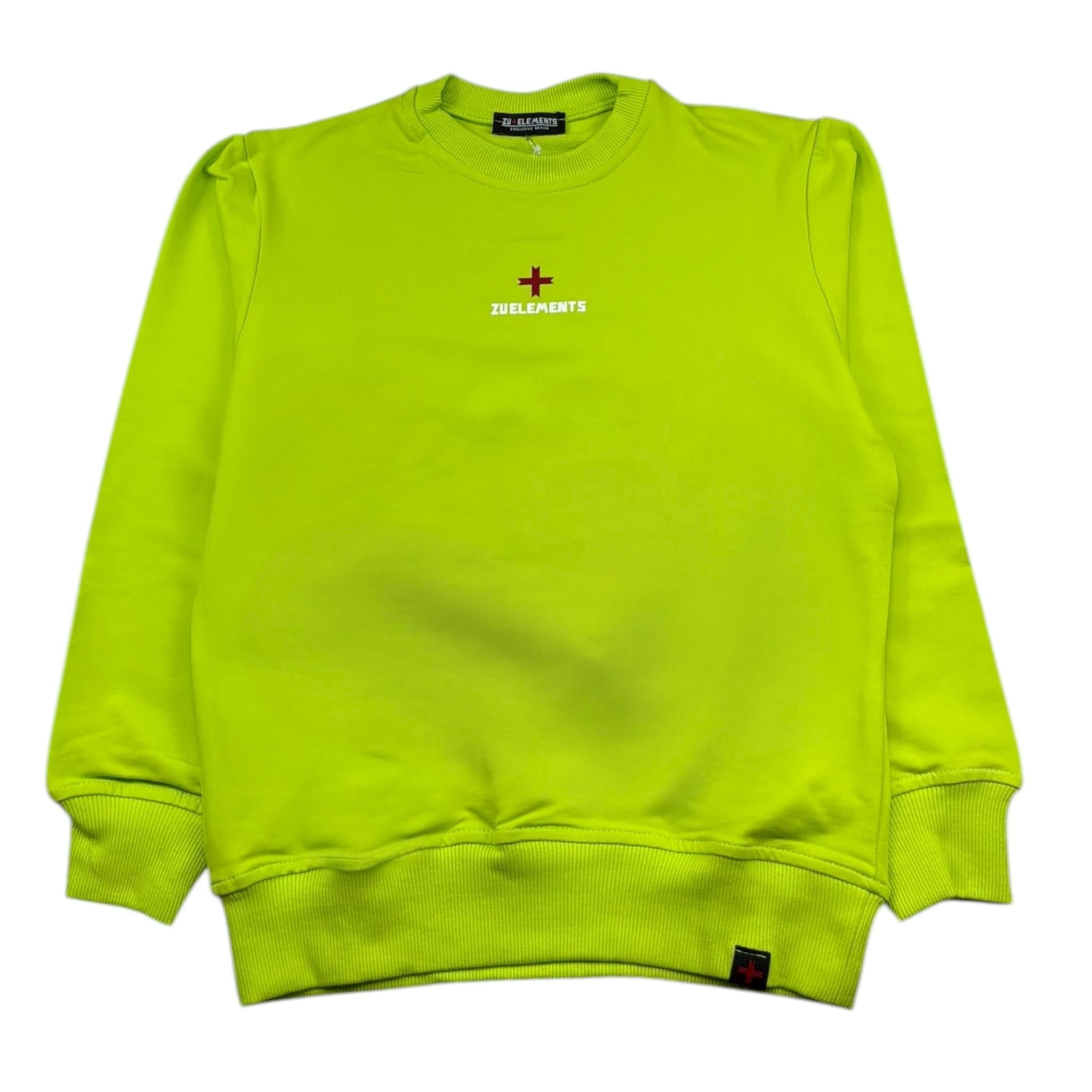Zu+Elements Felpa Girocollo Tinta Unita con Stampa per Bambino ZU1607 VERDE ZU+ELEMENTS 