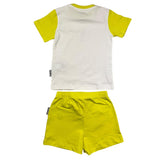 Bikkembergs Completo 2 Pezzi T-Shirt-Bermuda Bicolore Bianco/Giallo Per Neonato