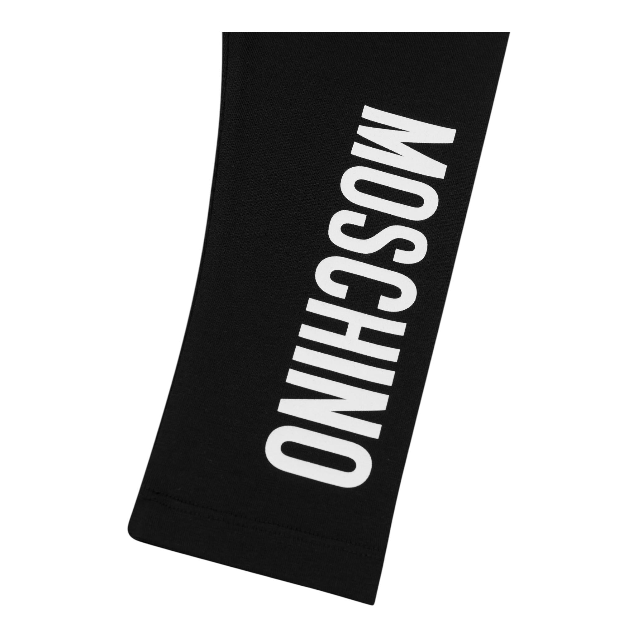Moschino Leggins Tinta Unita con Logo per Bambina MDP03D NERO MOSCHINO 