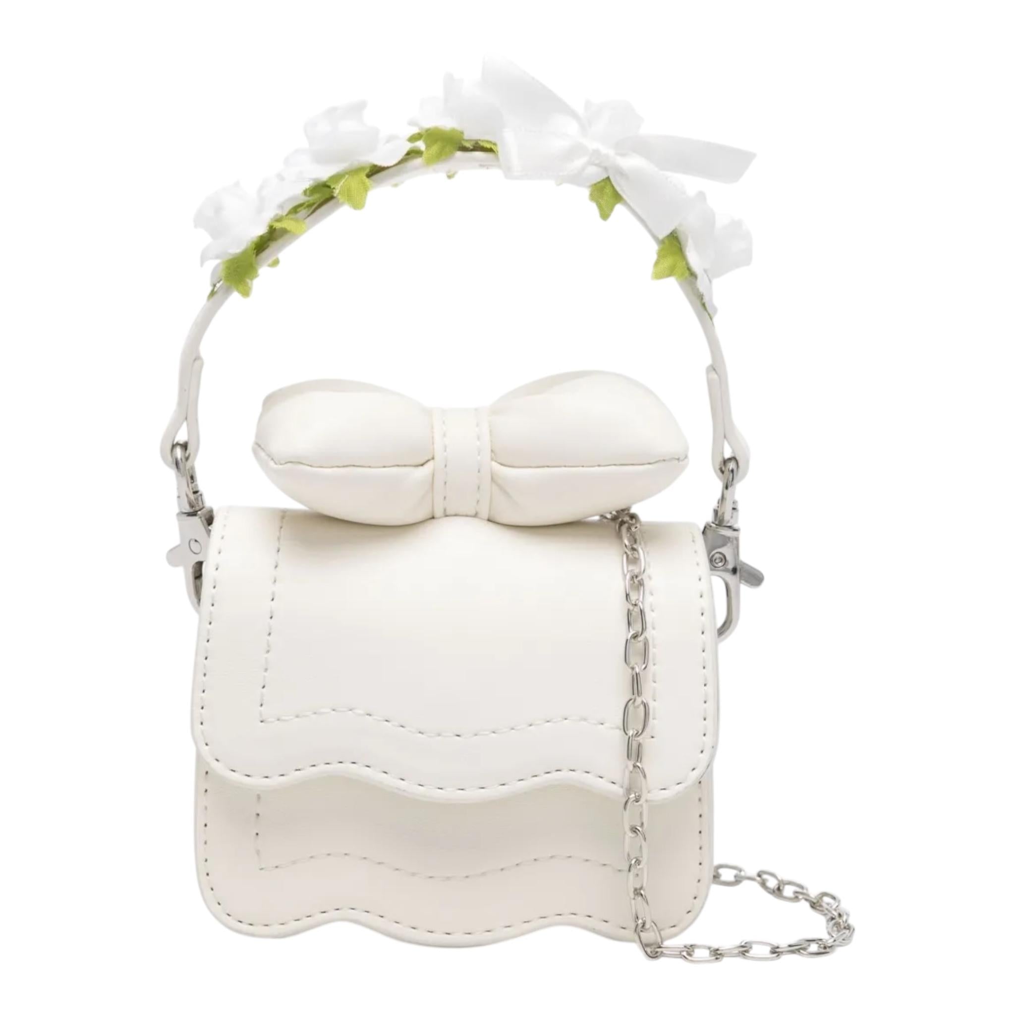 Monnalisa Mini Borsa Tinta Unita con Applicazioni per Bambina 39E003 PANNA MONNALISA 