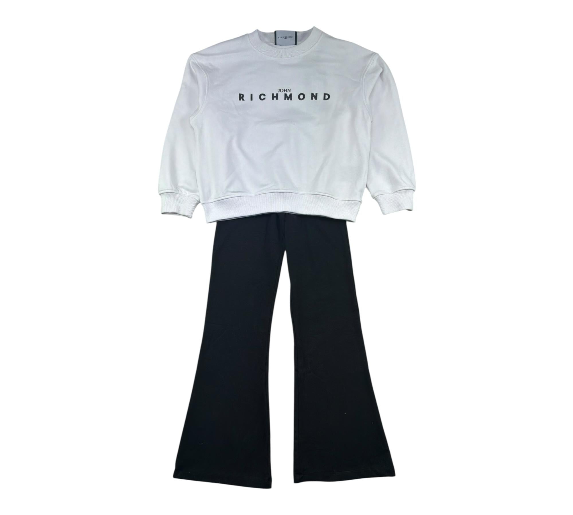 John Richmond Completo 2 Pezzi Felpa-Pantalone A Zampa per Bambina RGP26014CF BIANCO/NERO JOHN RICHMOND 