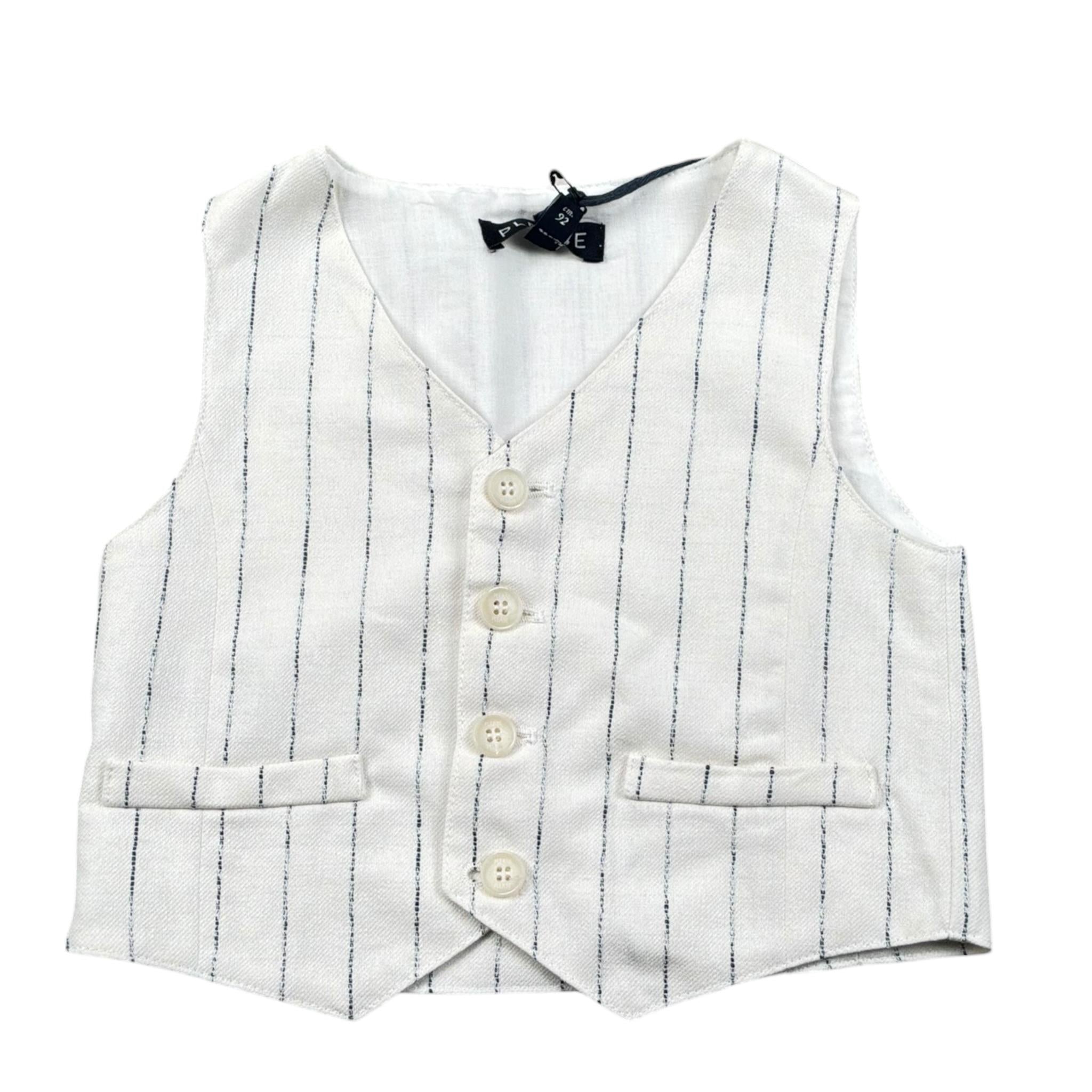 Please Gilet Tinta Unita con Fantasia A Righe per Bambino JH02131B73J BIANCO PLEASE 