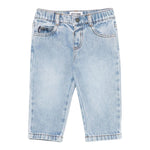 MOSCHINO jeans tinta unita con elastico in vita Azzurro per Neonato MUP054 AZZURRO MOSCHINO 