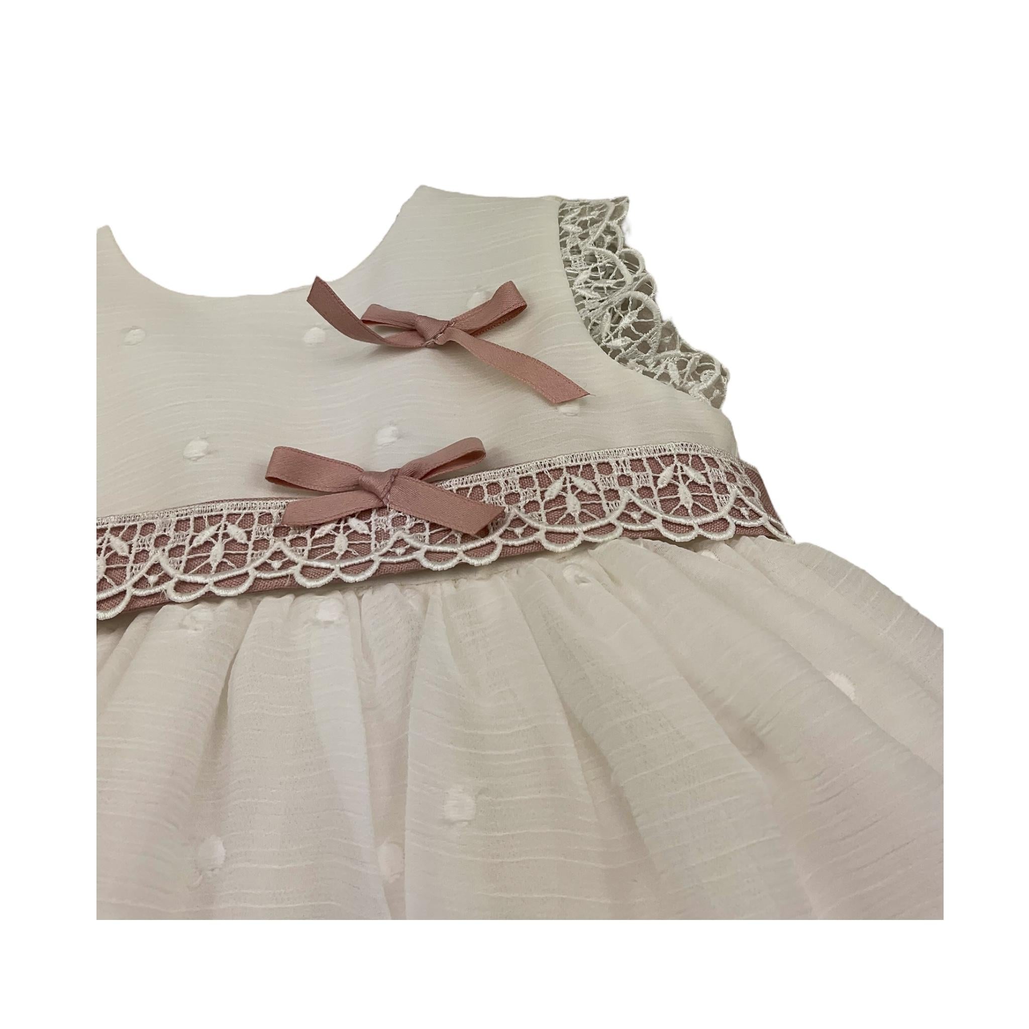 Pontoporponto Abito Giromanica Cerimoniale Tinta Unita per Neonata 6356 BIANCO PONTOPORPONTO 