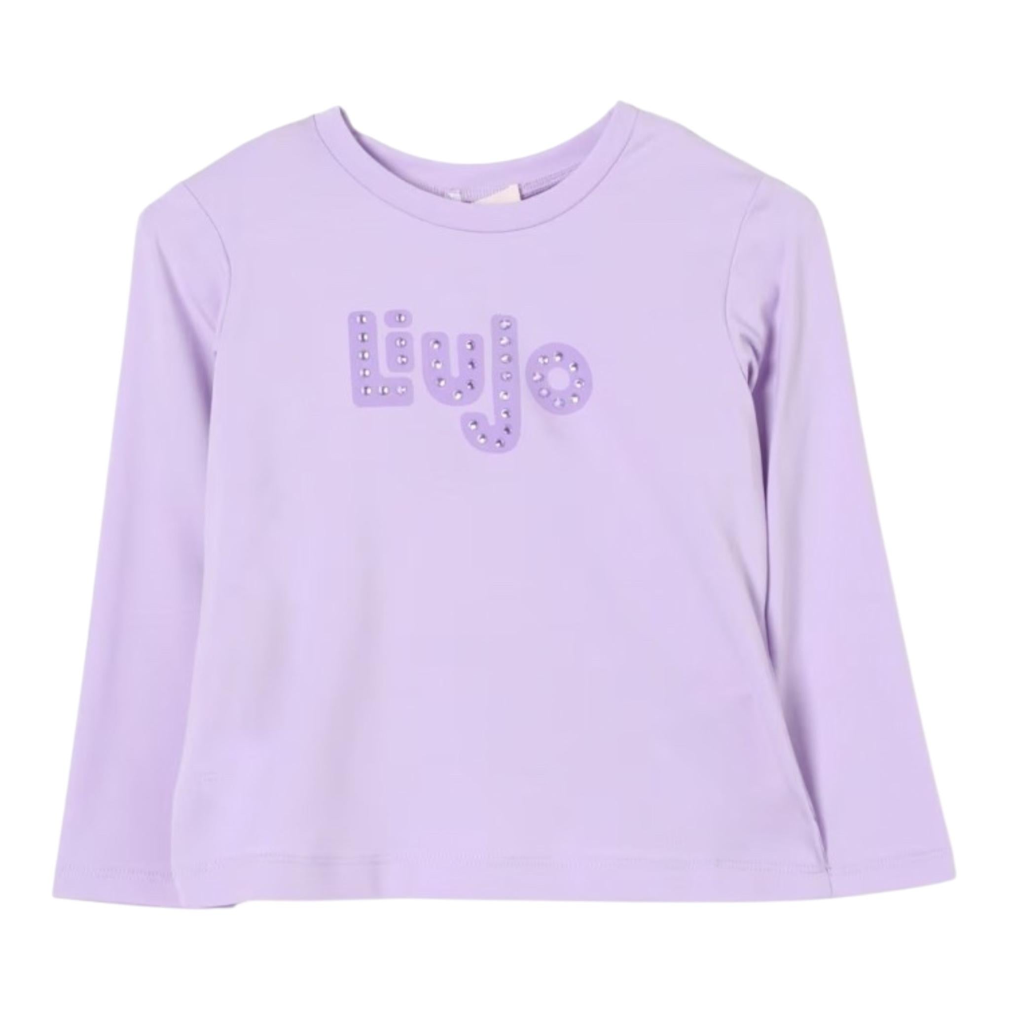 LIU JO shirt girocollo tinta unita con stampa Lilla per Neonata KF4090N LILLA LIU JO 