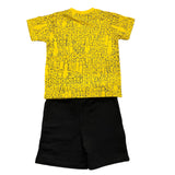 Cesare Paciotti Completo 2 Pezzi T-Shirt-Bermuda Bicolore Giallo/Nero Per Neonato