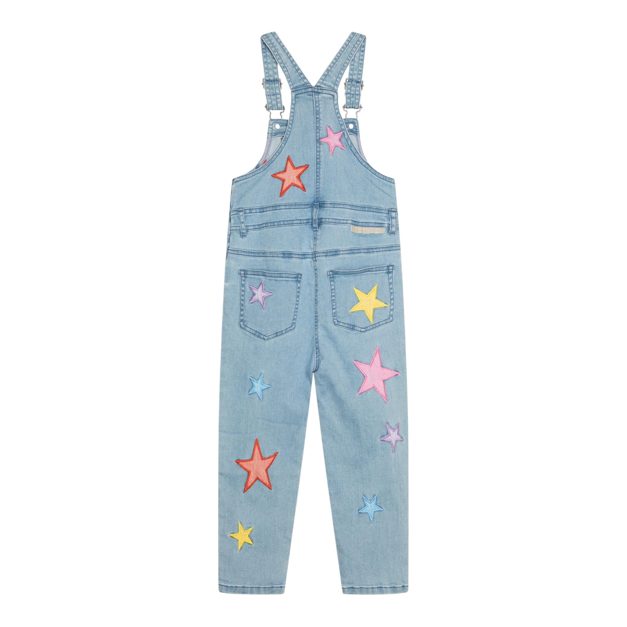 Stella Mccartney Salopette In Denim Tinta Unita con Ricami per Bambina TWAA22 AZZURRO STELLA McCARTNEY 