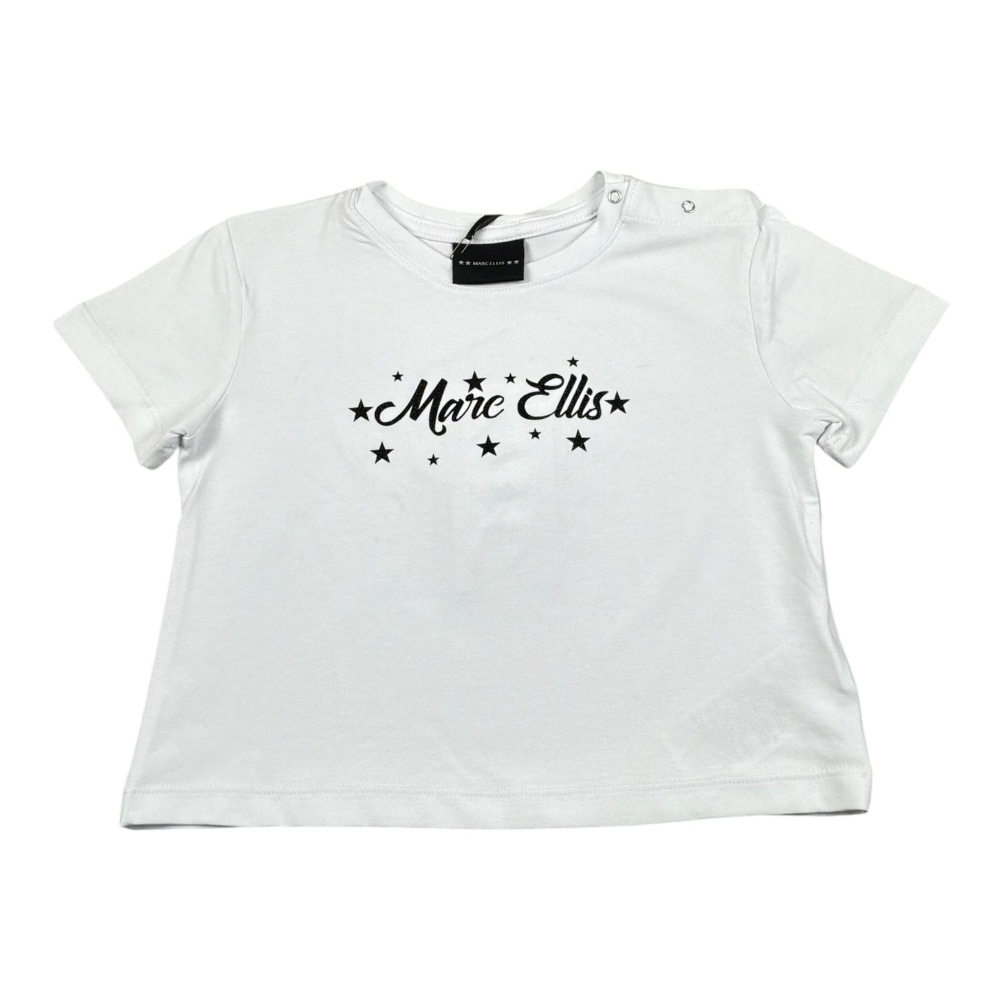 Marc Ellis T-Shirt Girocollo Tinta Unita con Brillantini per Bambina JMNTS16797 BIANCO MARC ELLIS 