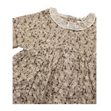 Teddy E Minou Einfarbiges Halbarmkleid Beige Fantasy Print für Baby Mädchen