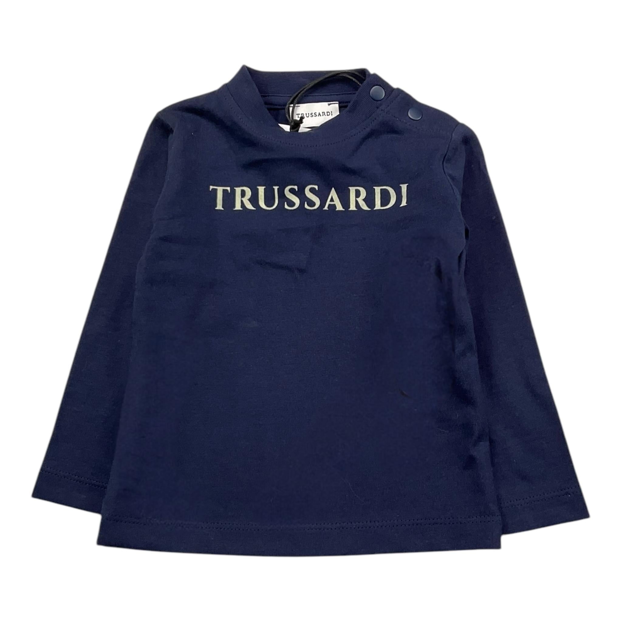 TRUSSARDI shirt girocollo tinta unita con stampa Blu per Neonato TIA25017TS BLU TRUSSARDI 