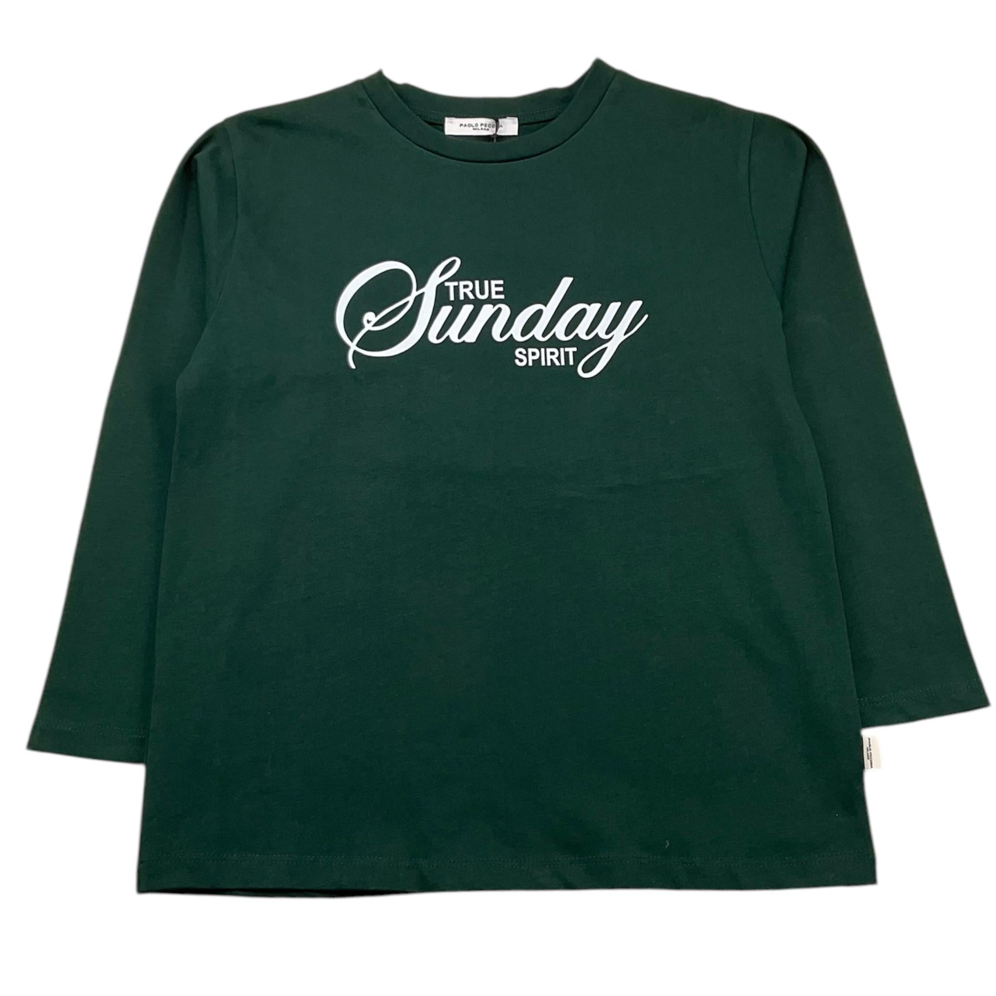 PAOLO PECORA shirt girocollo tinta unita con logo Verde per Bambino PP4131 VERDE PAOLO PECORA 