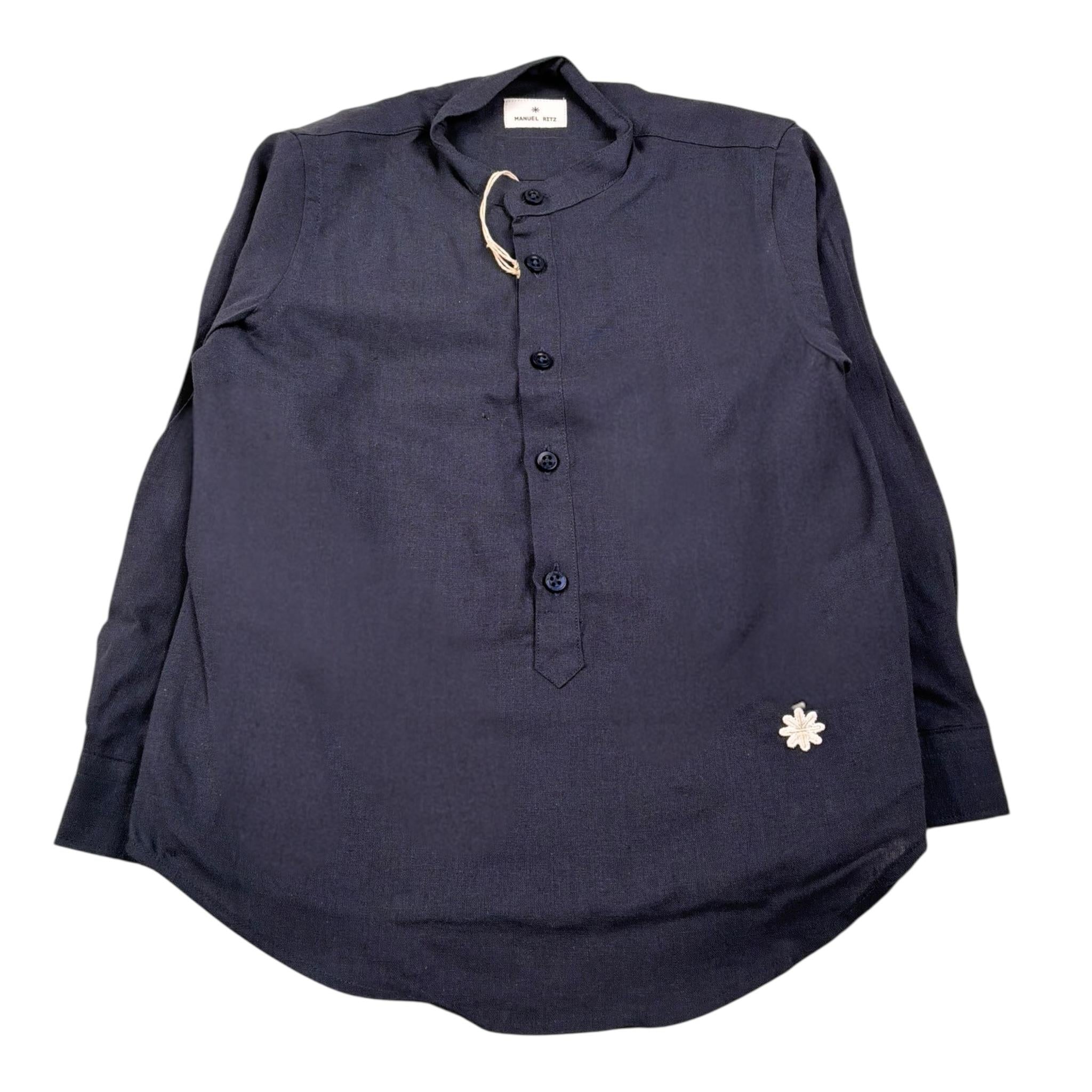 Manuel Ritz Camicia Manica Lunga Collo Coreano Tinta Unita per Bambino MR1992 BLU MANUEL RITZ 