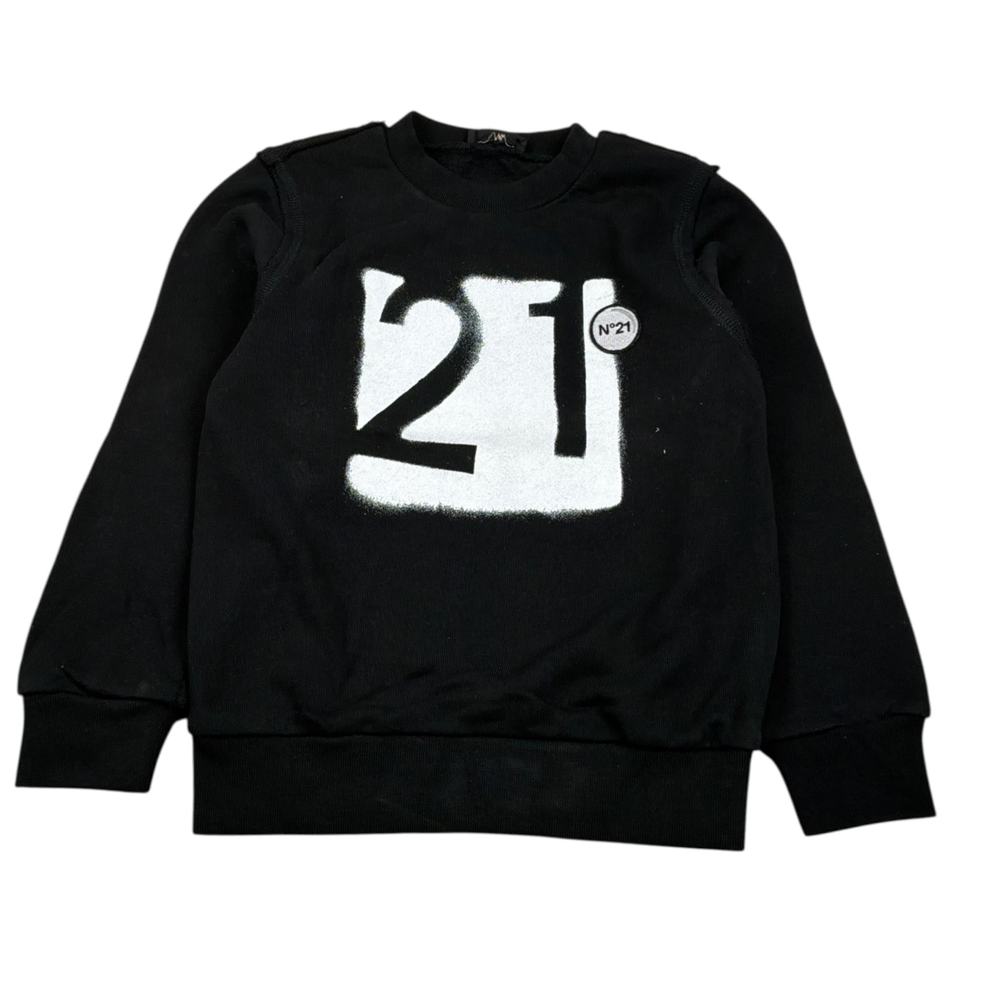 N°21 Felpa Girocollo tinta unita con Stampa Nero per Bambino N21435N0033 NERO N°21 