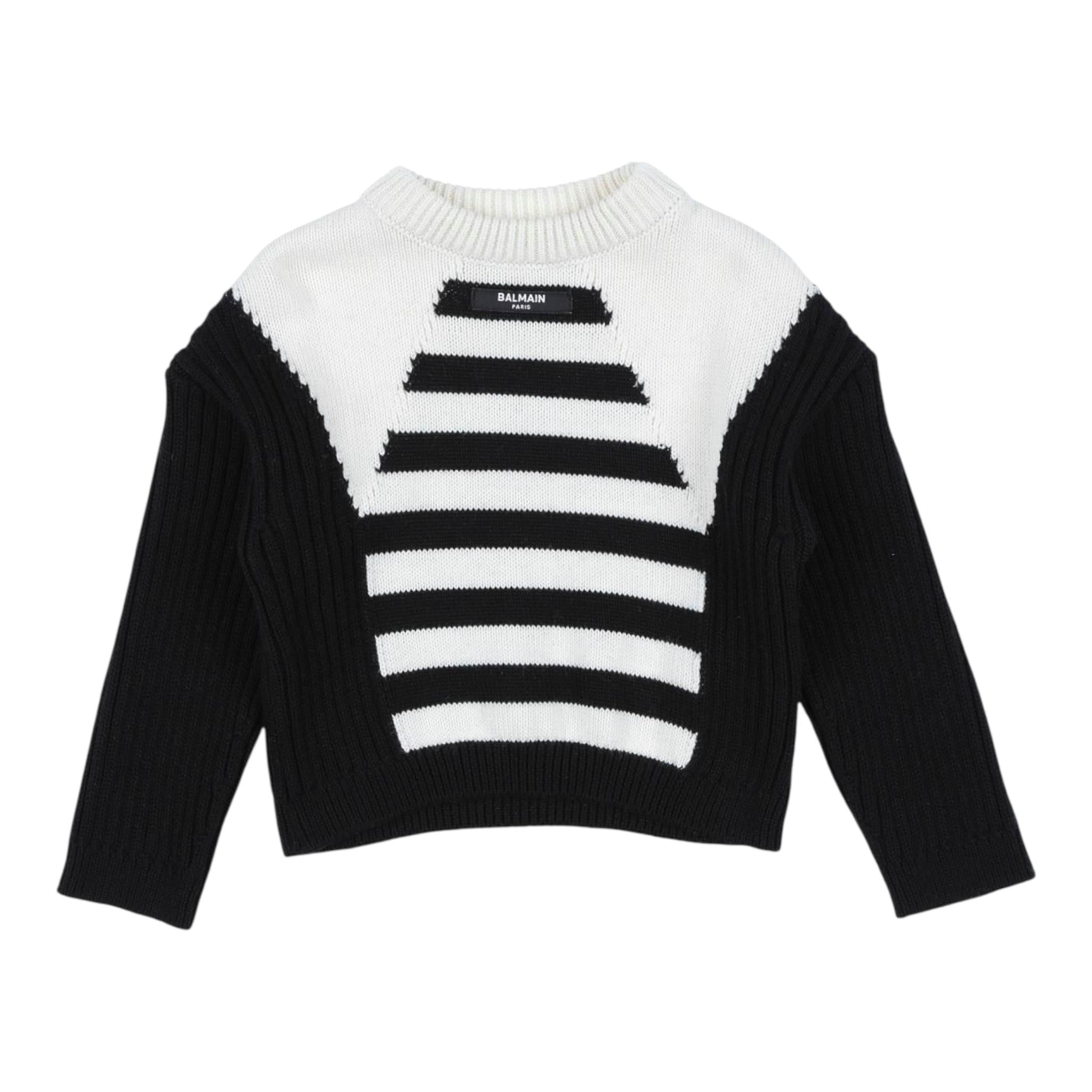 BALMAIN maglia girocollo con logo bicolore Nero/panna per Bambina 6R9A00 NERO/PANNA BALMAIN 