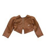 Monnalisa Giubbino Tinta Unita In Ecopelle per Bambina 17E100 MARRONE MONNALISA 