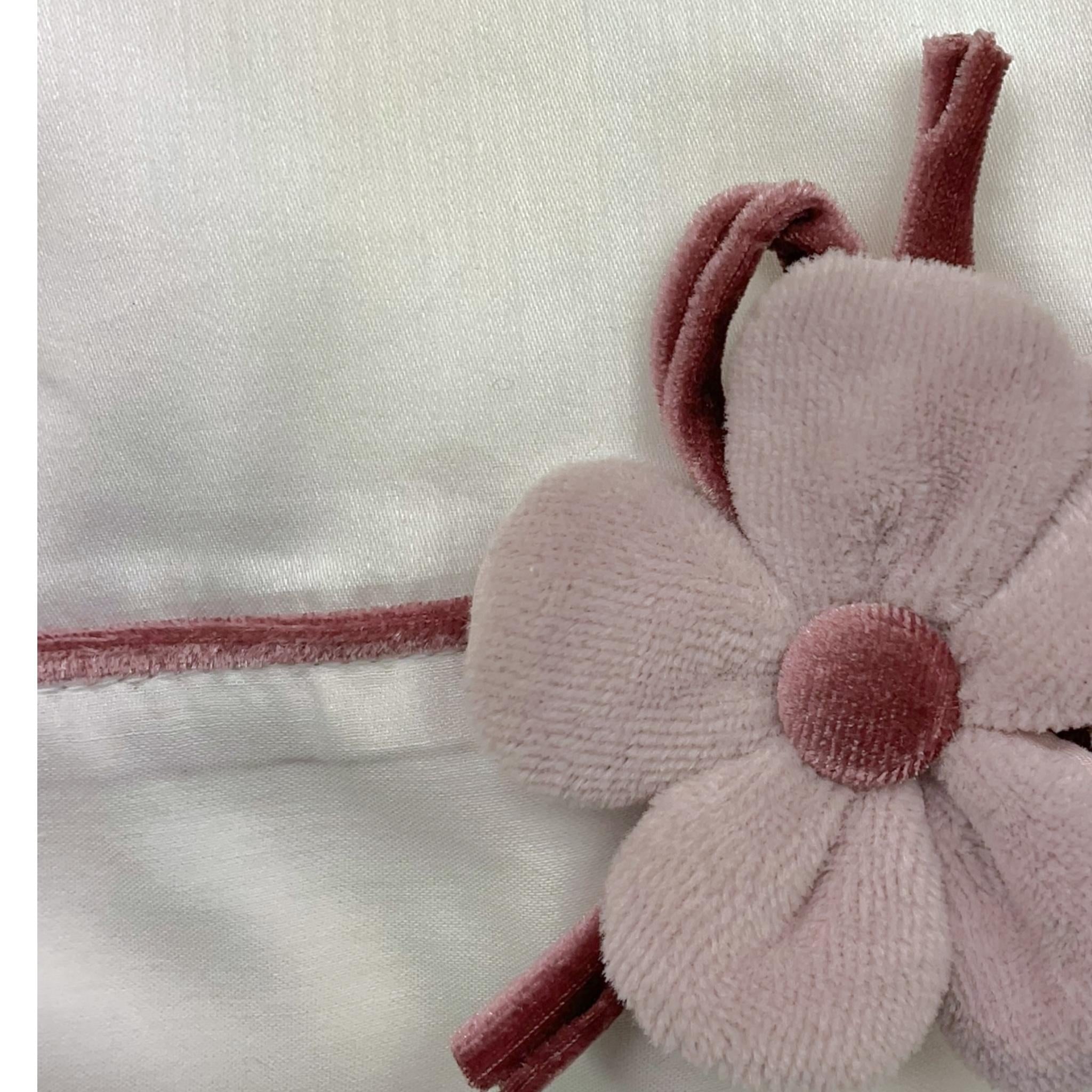 MARLU' set lenzuola 3pz tinta unita con fiore Bianco per Neonata IB10LE BIANCO MARLU' 