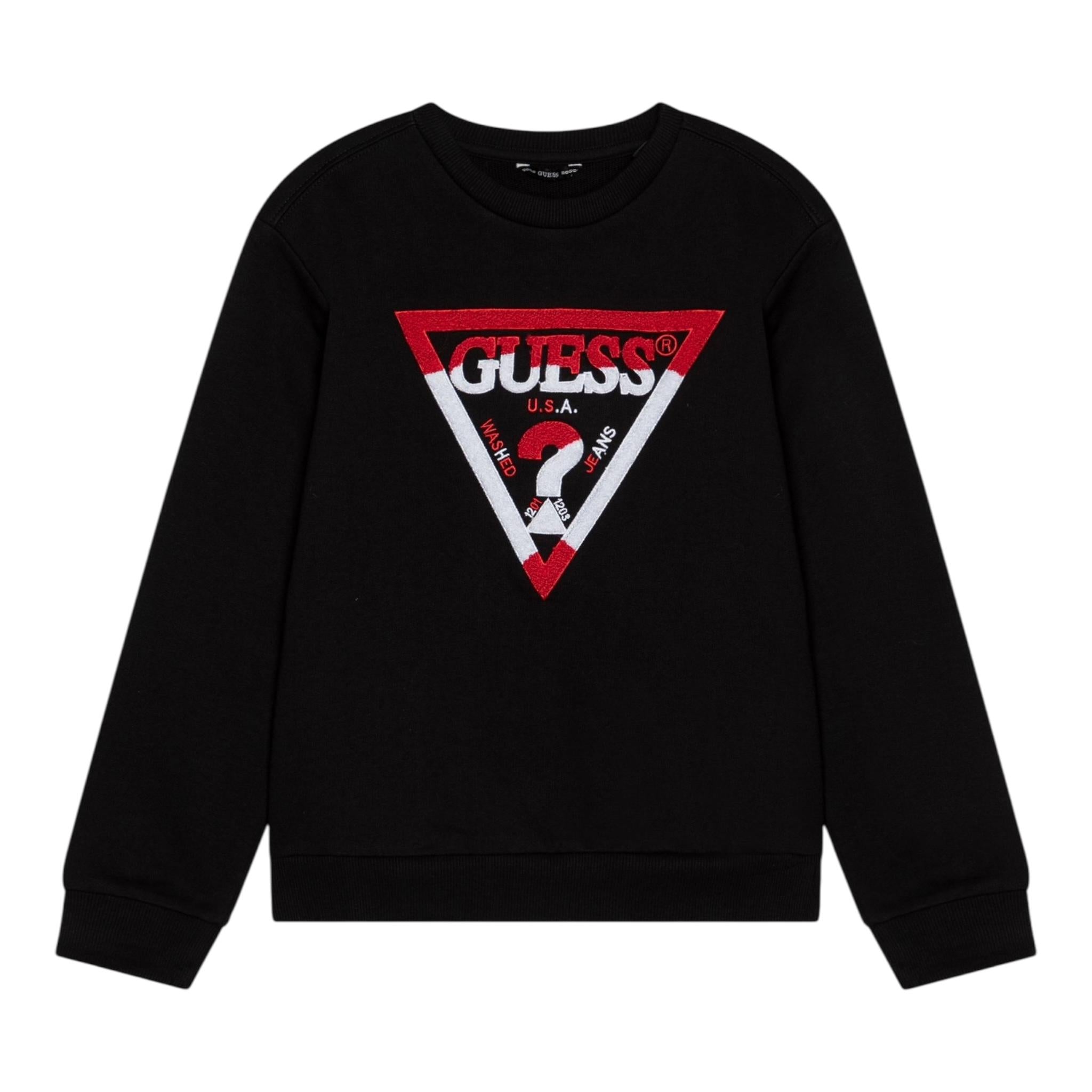 GUESS felpa chiusa girocollo tinta unita cn stampa logo Nero per Bambino L4BQ08KAD73 NERO GUESS 